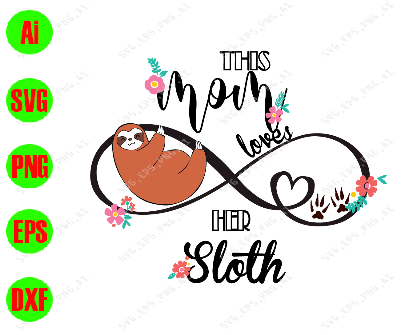 Download This Mom Loves Her Sloth Svg Dxf Eps Png Digital Download Designbtf Com