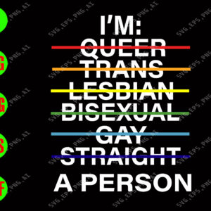 WATERMARK 01 174 I'm queen trans lesbian bisexual gay straight a person svg, dxf,eps,png, Digital Download