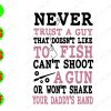 WTM 01 1 1 Never trust a guy that doesn't like to fish can't shoot a gun won't shake svg, dxf,eps,png, Digital Download