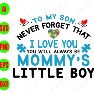WTM 16 To my son never forget that I love you, you will always be Mommy's little boy svg, dxf,eps,png, Digital Download
