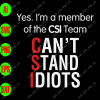 WTM 36 Yes. I'm a member of the CSI team can't stand idiots svg, dxf,eps,png, Digital Download