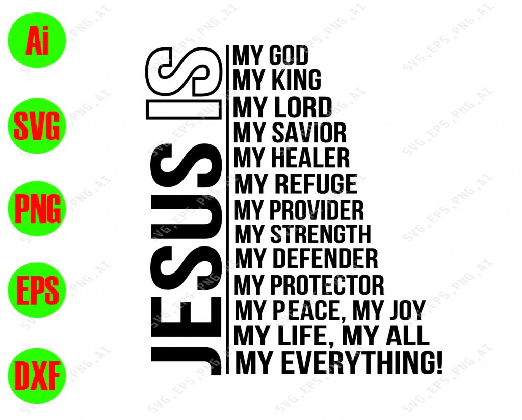 Jesus is my god my king my lord my savior svg, dxf,eps,png, Digital