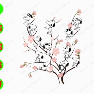 s6473 01 Snoopy Blomsom tree svg, dxf,eps,png, Digital Download