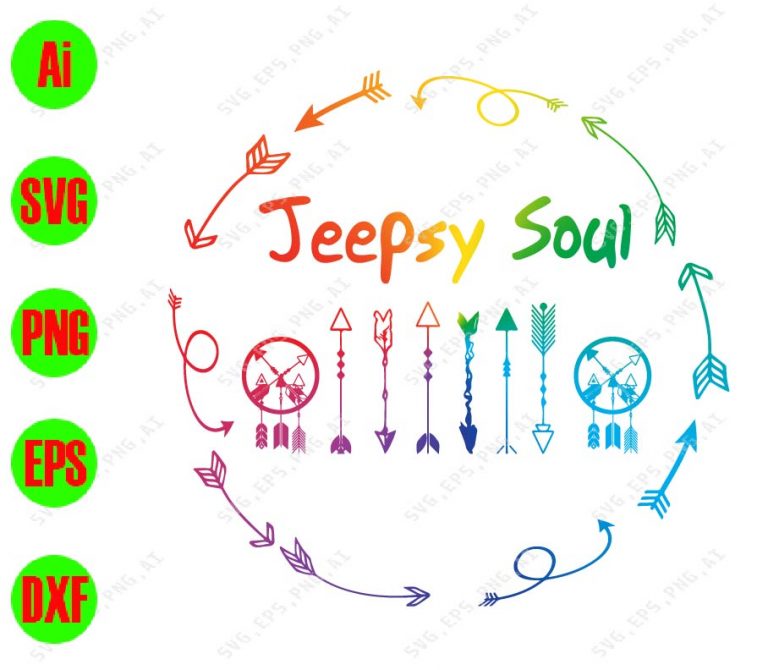 Jeepsy Soul, Hippy, Jeep Lover, SVG DXF EPS PNG Cut File 