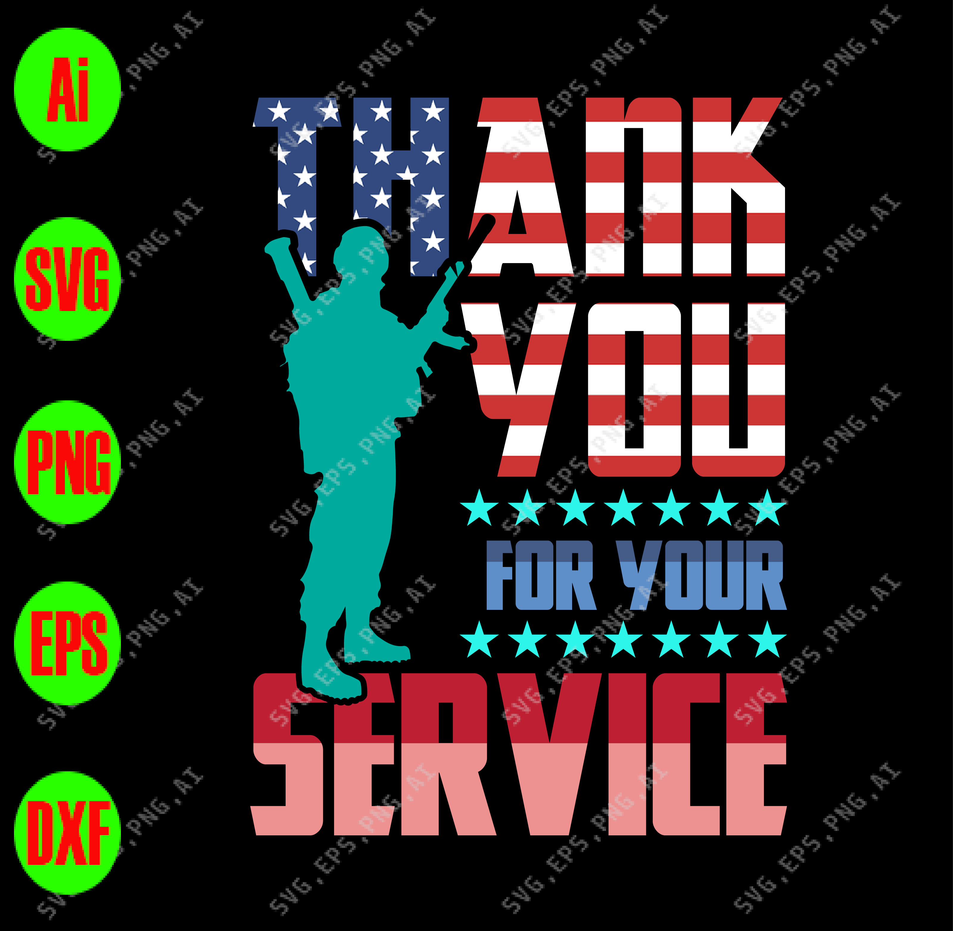 Thank you for your service svg, dxf,eps,png, Digital Download – DesignBTF