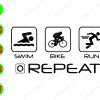 WATERMARK 01 19 Swim bike run repeat svg, dxf,eps,png, Digital Download
