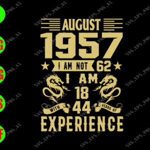 WATERMARK 01 79 August 1957 I am not 62 I am 18 with 44 years of experience svg, dxf,eps,png, Digital Download
