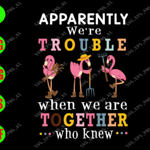 ss1010 01 Apparently we're trouble when we are together who knew svg,Farmer Flamingo svg, dxf,eps,png, Digital Download
