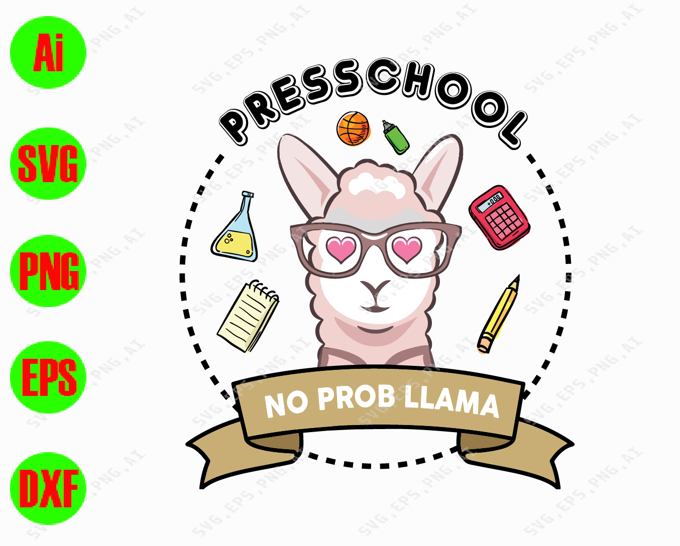 Download Preschool No Prob Llama Svg Dxf Eps Png Digital Download Designbtf Com