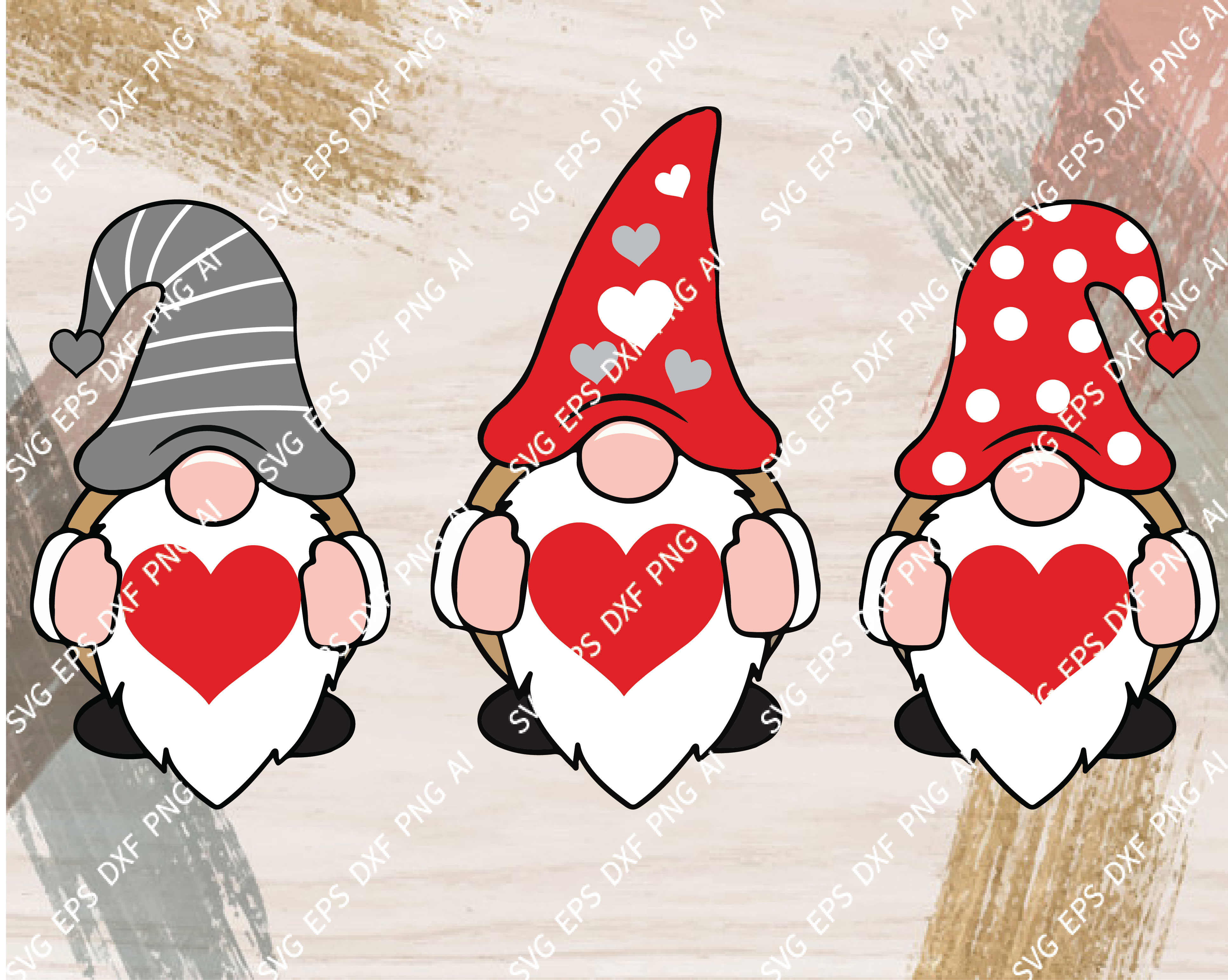 Download Three Gnomes Holding Hearts Svg Valentine S Day Svg Gnomes Svg Dxf Eps Valentine Svg Clipart Girls Valentine Shirt Design Cut Files Designbtf Com