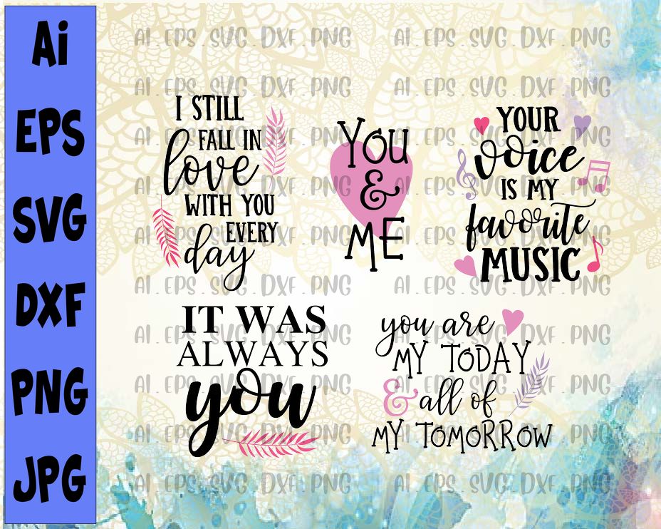 BG4 04 cover 5 Falling In Love Quotes SVG Cut File Bundle Deal | Cut File for Cricut & Cameo Silhouette | Quote DXF Cut File | Valentine's Day Cut File