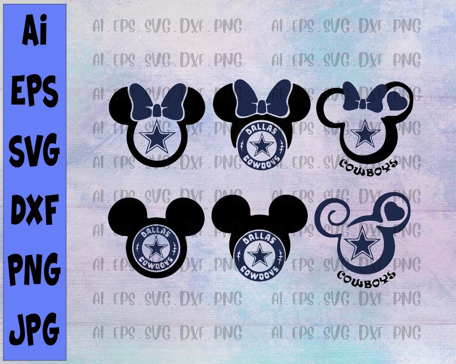 Download Mickey And Minnie Dallas Cowboys Svg Vector Layered Cut File Silhouette Cameo Cricut Design Football Kids T Shirt Svg Football Mom Designbtf Com
