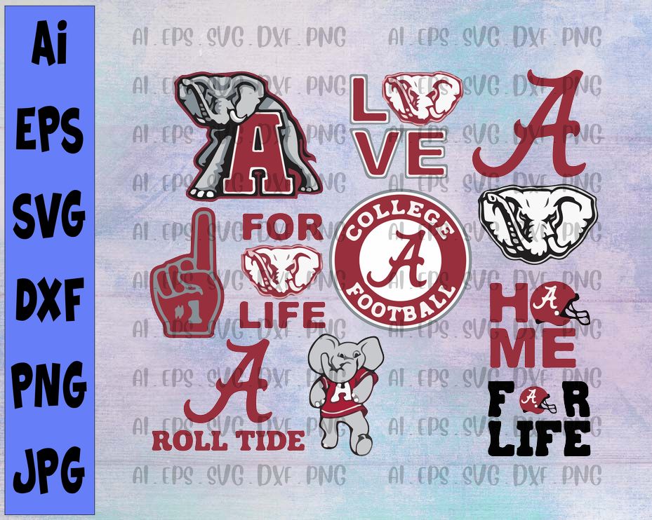 Download Alabama Crimson Tide Svg Png Dxf Eps Vector Files Silhouette Cameo Cricut Cut File Digital Clipar Nfl Svg Designbtf Com