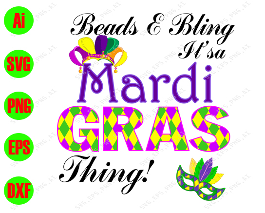 s523 Mardi Gras SVG - Beads - Bling it's a Mardi Gras thing! svg, png, dxf, eps digital download
