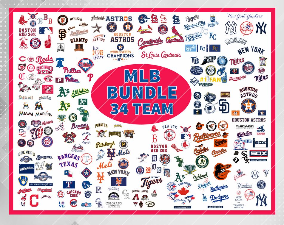 Download Mlb Bundle All 34 Team Baseball Svg Mlb Team Logos Mlb Svg Clipart Nfl Svg Files Nfl Cricut Files Mlb Teams Cutting Vector Vinyl Svg Png Eps Dxf Ai Digital Designbtf Com