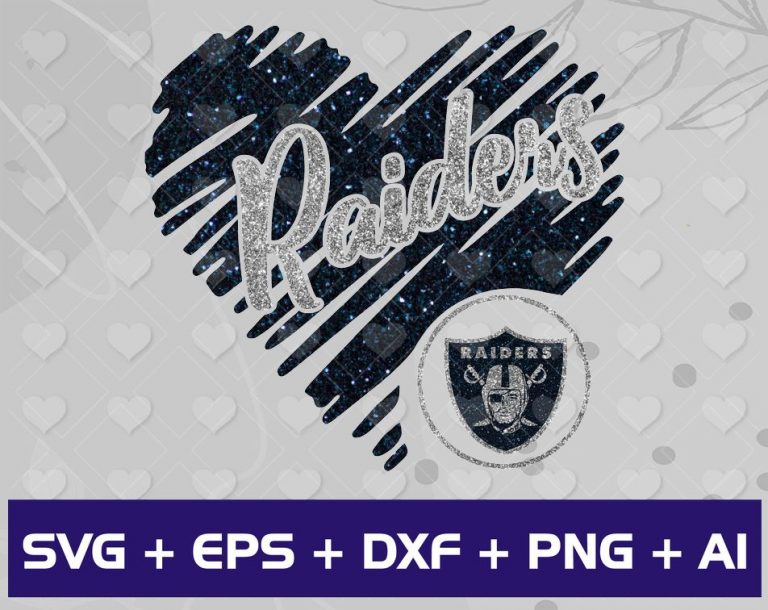 Oakland Raiders Glitter heart SVG, Png , Dxf, JPEG – Designbtf.com