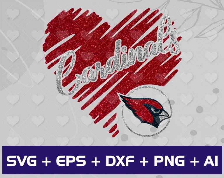 Arizona Cardinals Glitter heart SVG, Png , Dxf, JPEG,Digital