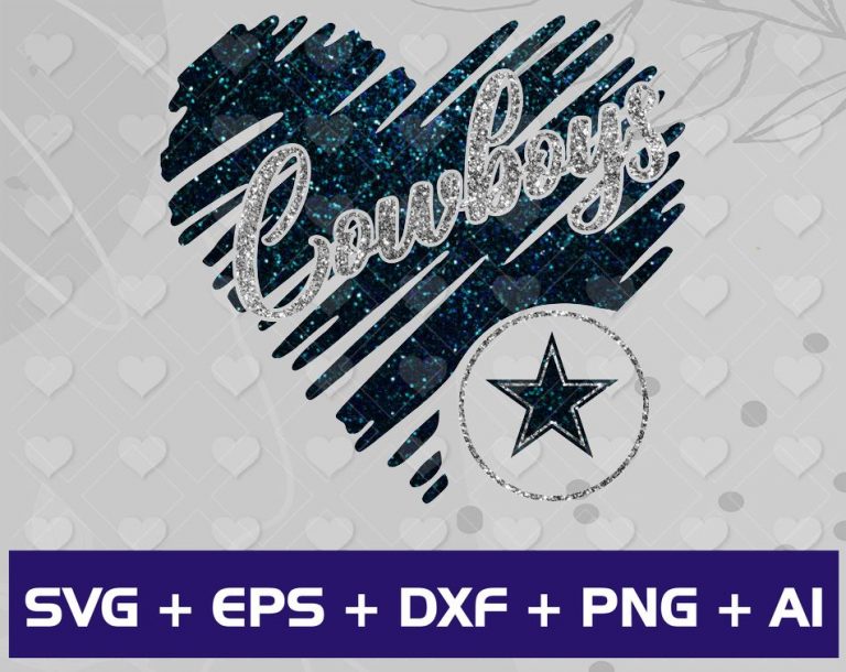 Dallas Cowboys Glitter heart SVG, Png , Dxf, JPEG – Designbtf.com