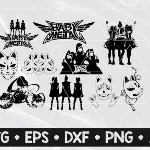 BabyMetal – 16 Designs!! SVG and PNG for Cricut – Baby Metal, Shanti, Japanese Kawaii Metal Band, Su-metal, Moametal