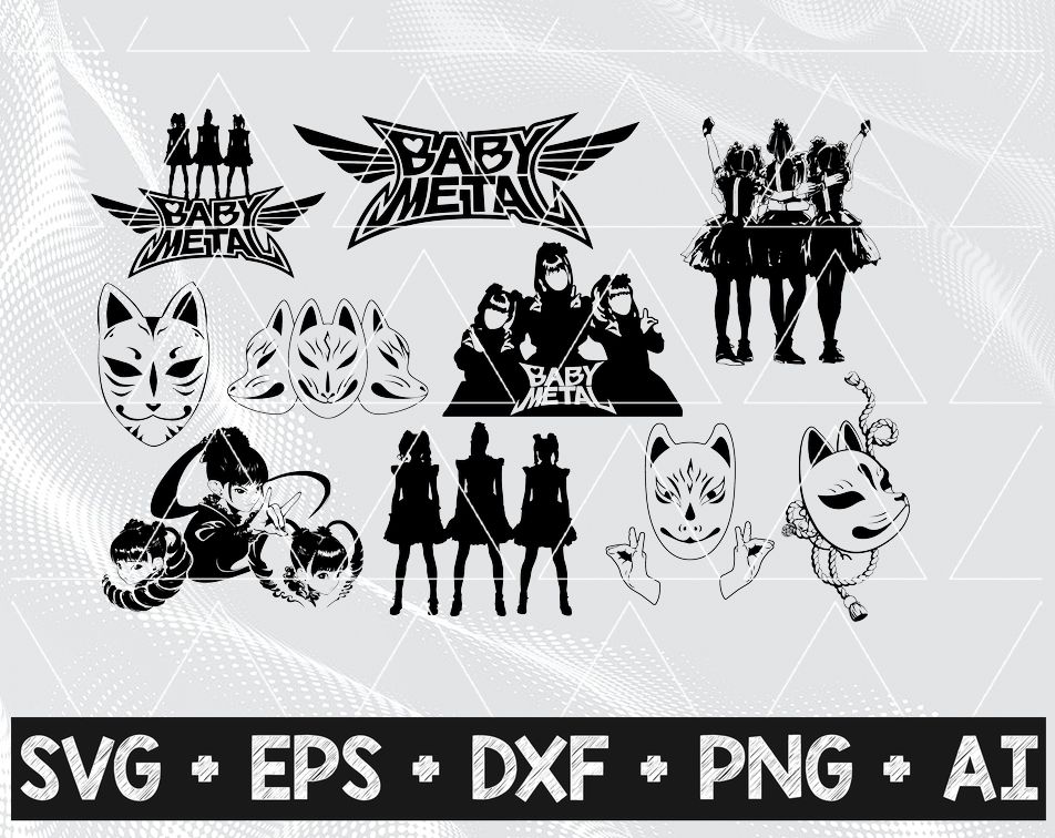 78 result 3 BabyMetal - 16 Designs!! SVG and PNG for Cricut - Baby Metal, Shanti, Japanese Kawaii Metal Band, Su-metal, Moametal