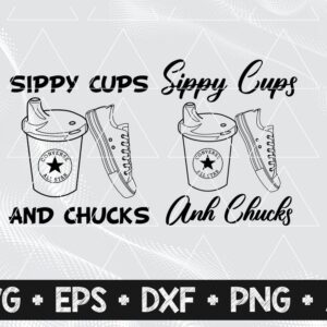 78 result 8 Sippy Cups and Chucks - Cute Shirt - Toddler, Little Boy, Little Girl, Summer - Cool Kid SVG and PNG - For Cricut & Shirts - Chuck Taylors