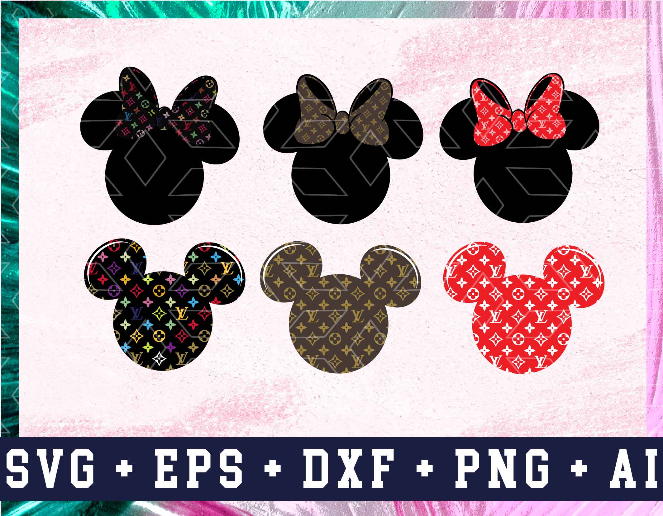 Download Louis Vuitton Mickey Minnie Mouse Svg Bundle Design Cut File For Silhouette Cricut Sublimation Svg Png Eps Designbtf Com