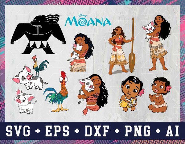 Download Moana SVG Bundle, Eps, Dxf, Png files, Baby Moana SVG, Maui, hei hei, Pua svg, Moana Clipart ...