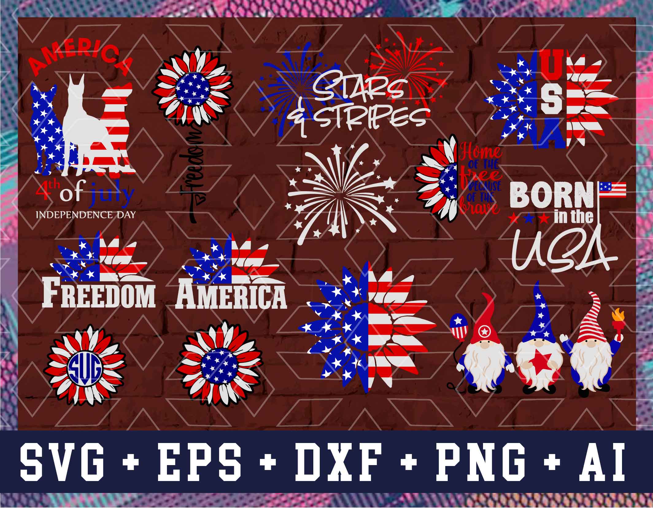 USA US American Flag Patriotic 4th of July Bald Eagle Merica PNG, Digital Download