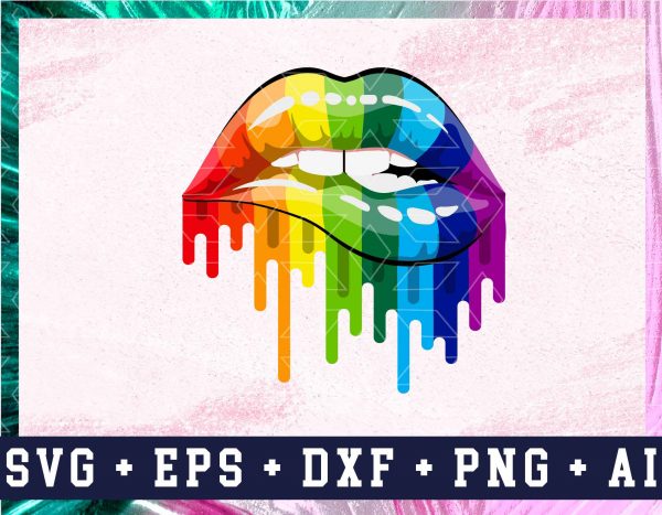 Download Rainbow Drip Lips SVG, Drip Lips SVG, Rainbow Lips SVG ...