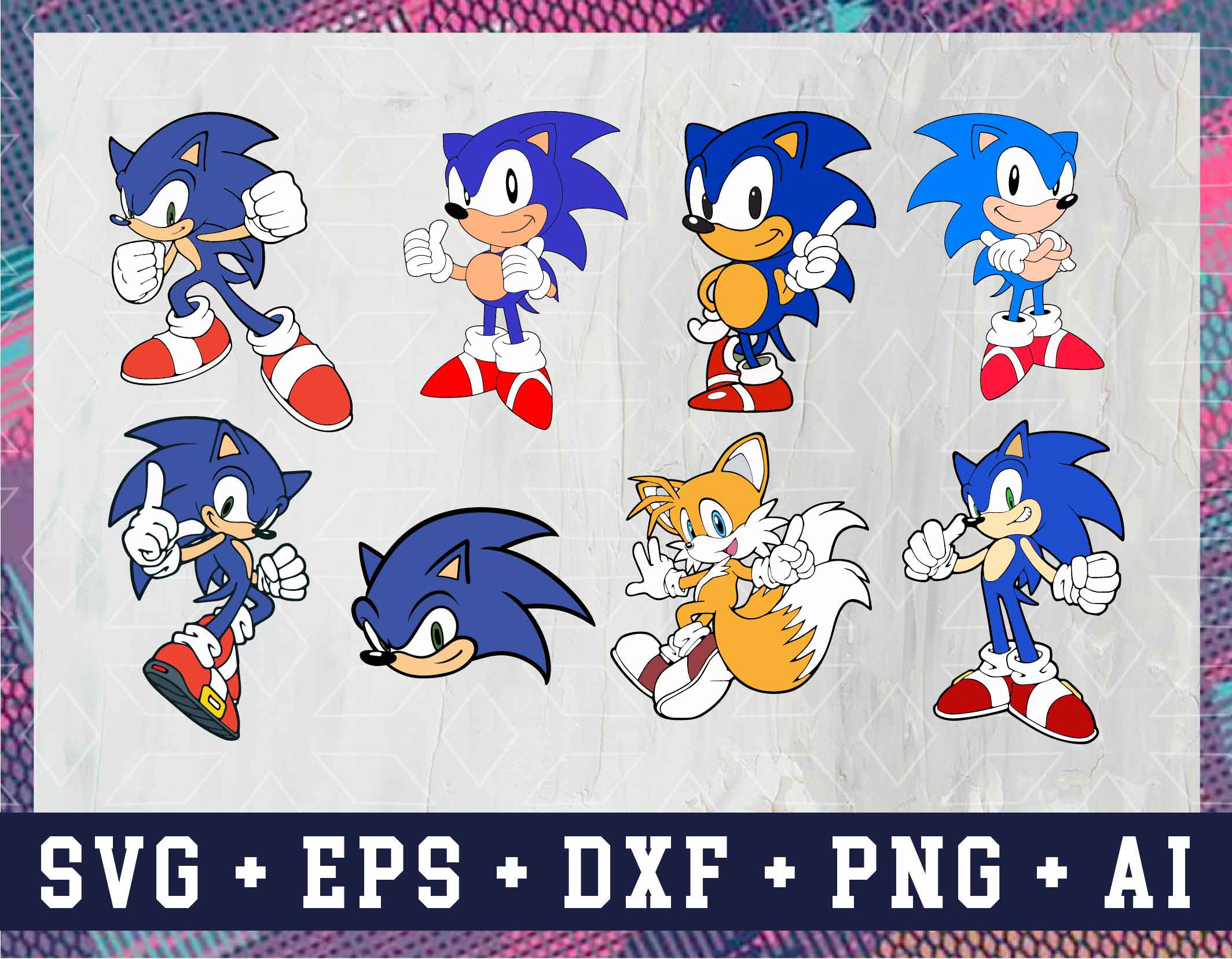 font 2 01 27 12 Sonic SVG Vector Clipart | Sonic Hedgehog Cut Files For Cricut - PNG SVG EPs And Ai