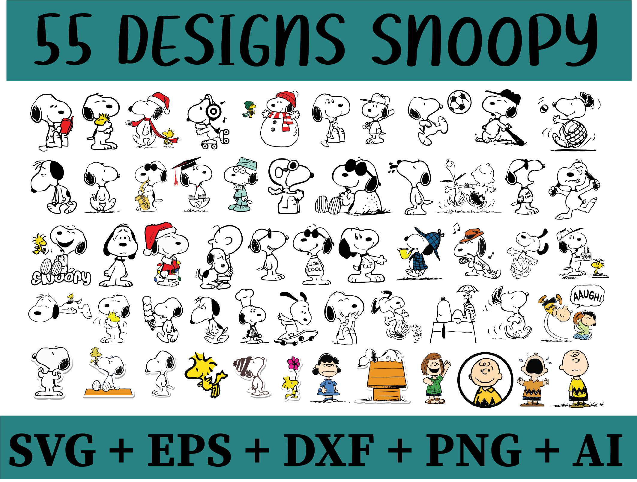 Download Snoopy Svg Cartoon Svg Cartoon Dog Svg Files For Cricut Silhouette Vector File Svg Png Eps Dxf Designbtf Com