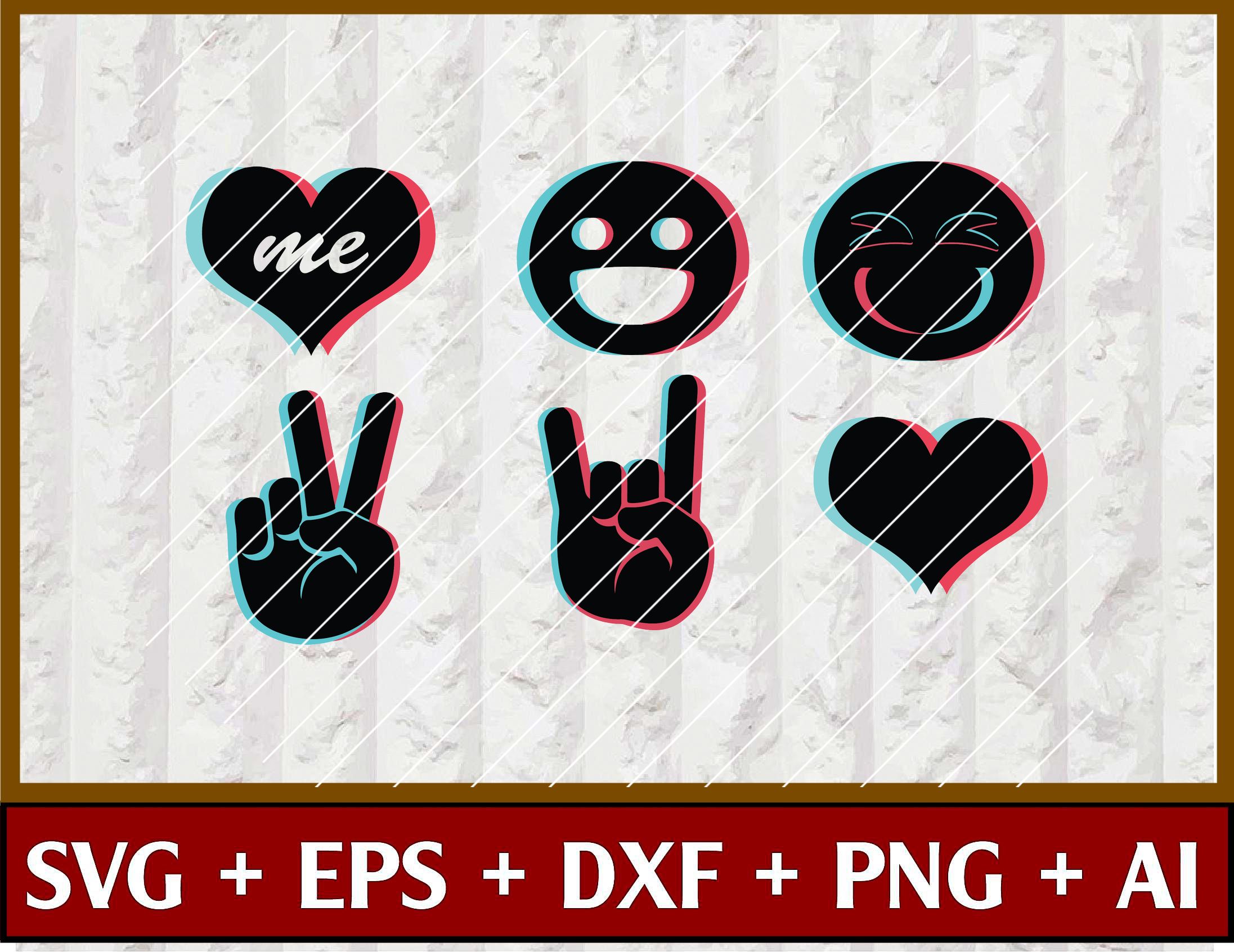 Download Tiktok Bundle SVG, PNG, JPG Files | Total 12 Emojis | 6 ...