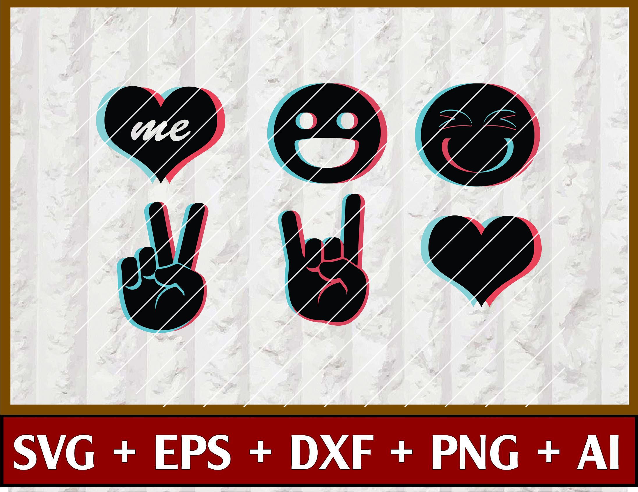 Download Tiktok Bundle SVG, PNG, JPG Files | Total 12 Emojis | 6 Black variation and 6 White variation ...