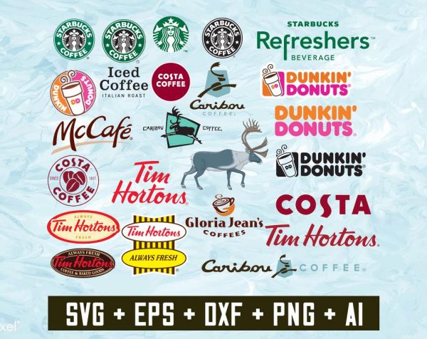 LOGO Fashion brand, Starbucks svg, Dunkin’ Donuts svg, McCafe svg, Tim