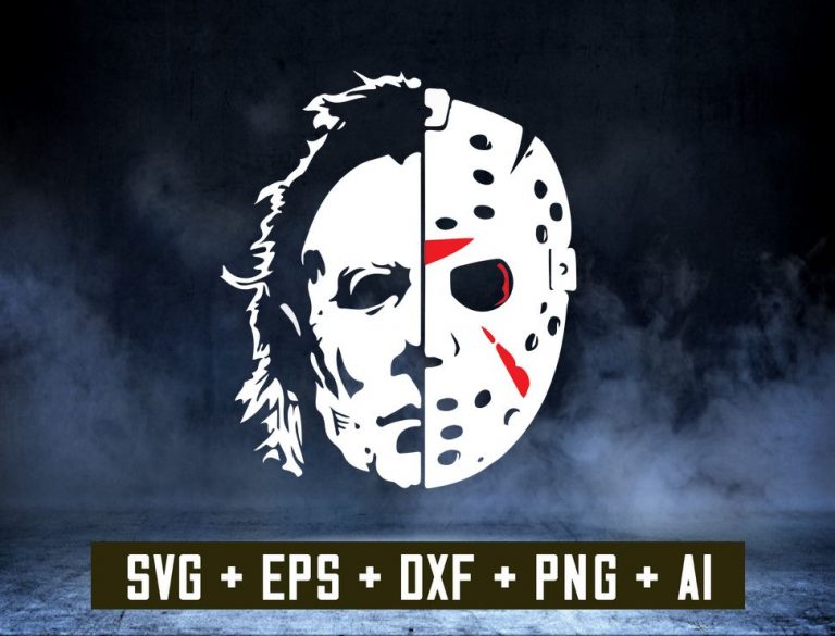 Jason Michael Myers SVG, Cut files Silhouette, Jason mask dxf , Myers