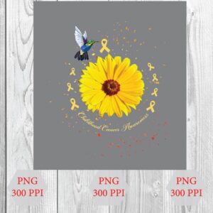 wtm wed 01 2 Hummingbird Childhood Cancer Awareness Png, Sunflower Lover, Family Support, Cancer Ribbon, Yellow Ribbon, Digital Download, Sublimation