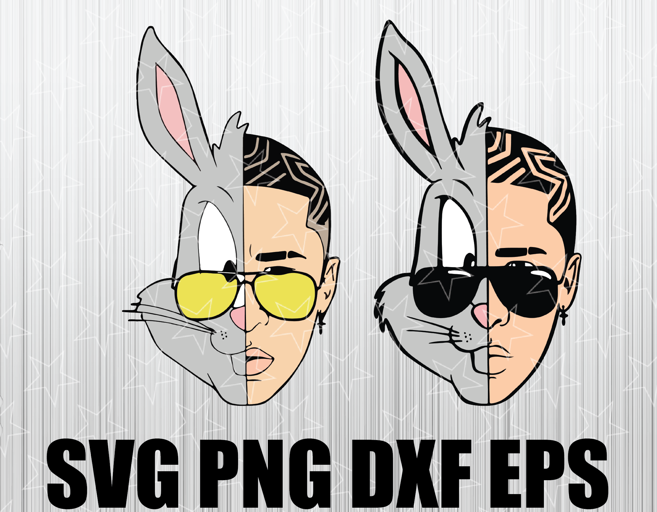 Bad Bunny face SVG / PNG - Designbtf.com for Silhouette. 