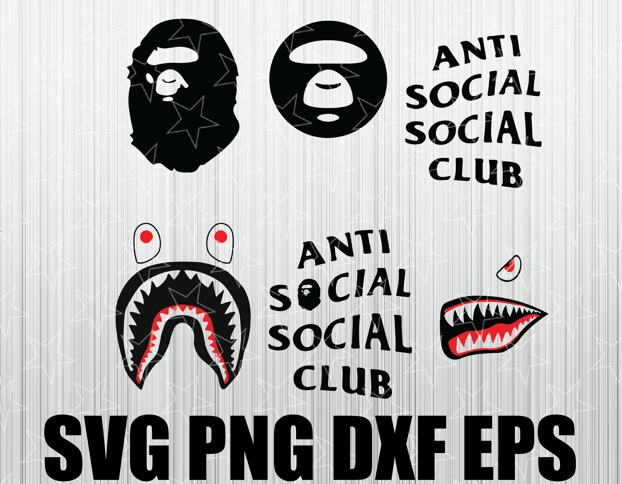 Download Designs Inspired By Anti Social X Bape Svg Png Jpg Design Pack Bape Japan Hypebeast Anti Social Shark Bite Designbtf Com
