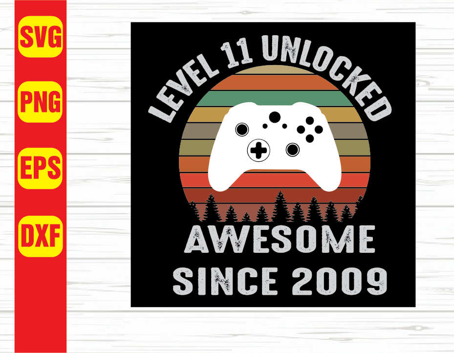 wtm wed1 06 30 11th Birthday Shirt, Eleventh Birthday, Level 11 Unlocked Awesome Since 2009 Shirt, Video Gaming Shirt, Game Lover Gift, Birthday Gift