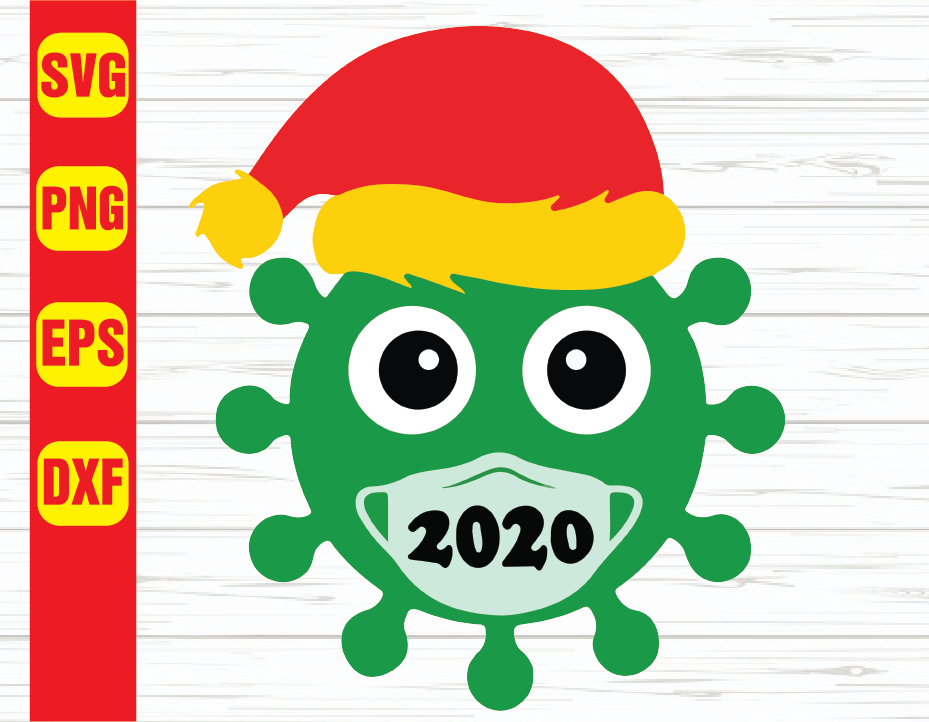 Download Christmas 2020 Quarantined SVG files - Virus in Santa hat ...