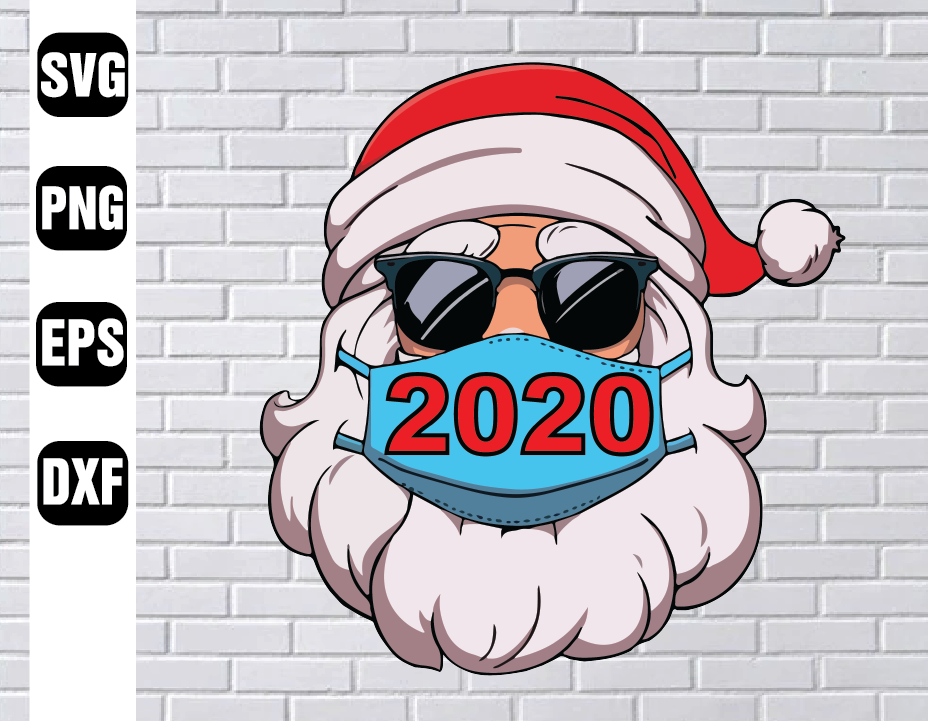 Download Santa In Sunglasses Wearing Mask Funny Christmas 2020 Svg ...