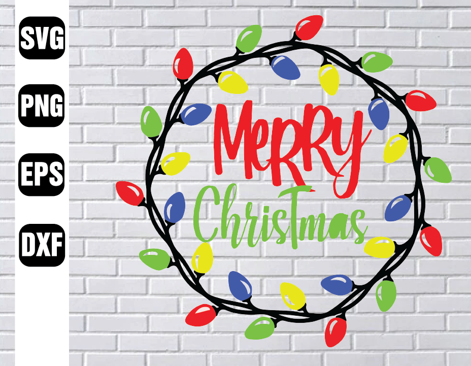 Download Christmas Wreath Lights Door Hanger Merry Christmas SVG ...