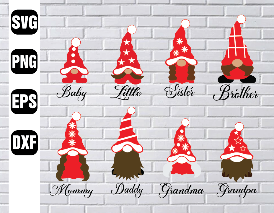 Download Family Christmas Gnome Svg Png Dxf Jpg Eps Ai Clipart Vector Printable Design Cuttable Silhouette Cameo Designbtf Com