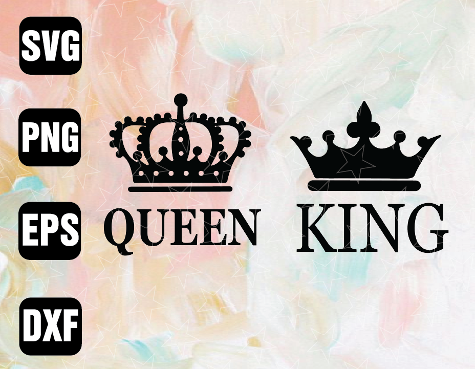 Download Vector Queen And King Queen King Svg Silhouette Queen King Svg Shirt Couple Svg Family Shirt Svg Crown Svg Love Svg Heart Svg Designbtf Com