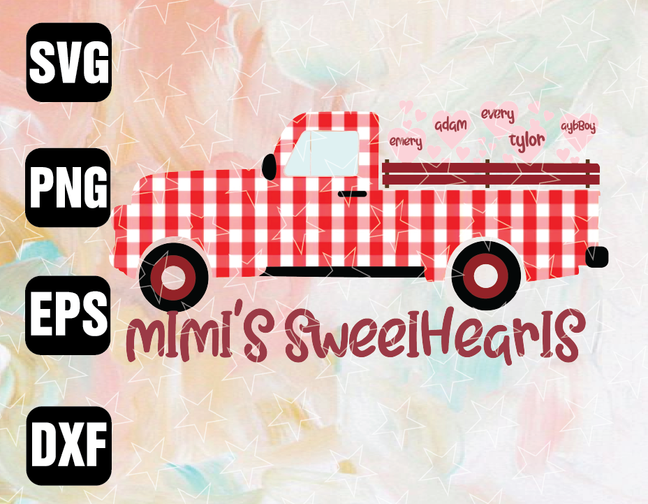 wtm wed1 01 98 Mimi's Sweethearts Vintage Plaid Valentine's Truck svg dxf png file for cricut cameo silhouette | Sublimation | Commercial Use | Burgundy