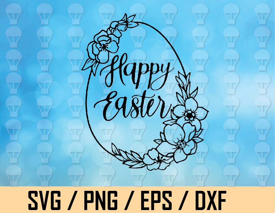 Download Happy Easter Svg Flower Wreath Svg Easter Bunny Svg Svg Files For Cricut Cut File Spring Svg Dxf Files For Laser Vinyl Decal Png Designbtf Com