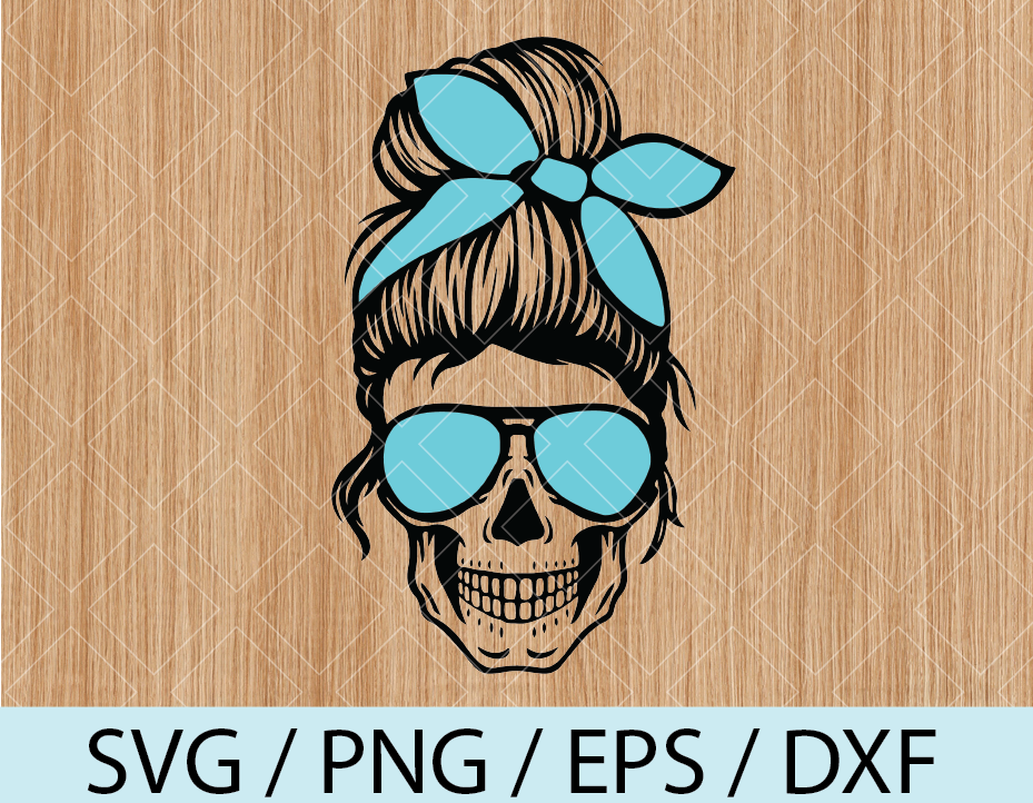 Layered Mom Skull Svg Messy Bun Skull Svg Momlife Svg Momlife Skull Svg Png Eps Dxf Digital File Designbtf Com