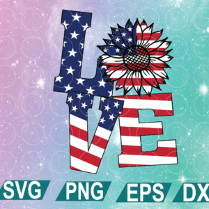 wtm web 01 109 4th Of July Love Sunflower Patriotic American Flag, Memorial day , USA flag Svg, svg, png,eps,dxf digital file, Digital Print Design