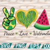 wtm web 01 201 Peace Love Watermelon ,Just in time for Summer,Perfect for Sublimation cricut file, clipart, svg, png, eps, dxf