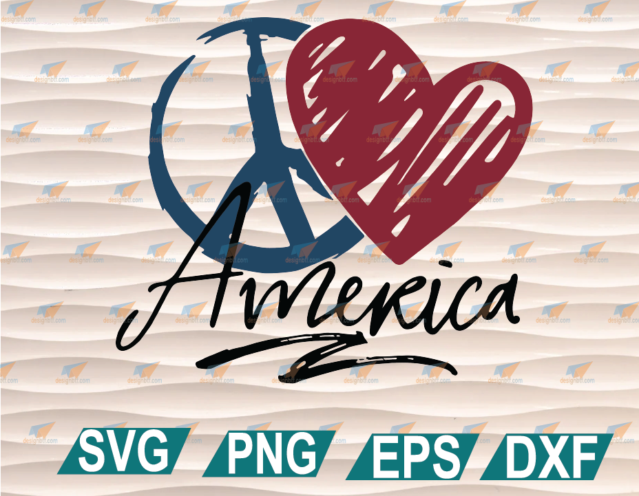 Download Peace Love America Peace Sign Red Heart 4th Of July Independence Day Love Usa Freedom Cricut File Clipart Svg Png Eps Dxf Designbtf Com